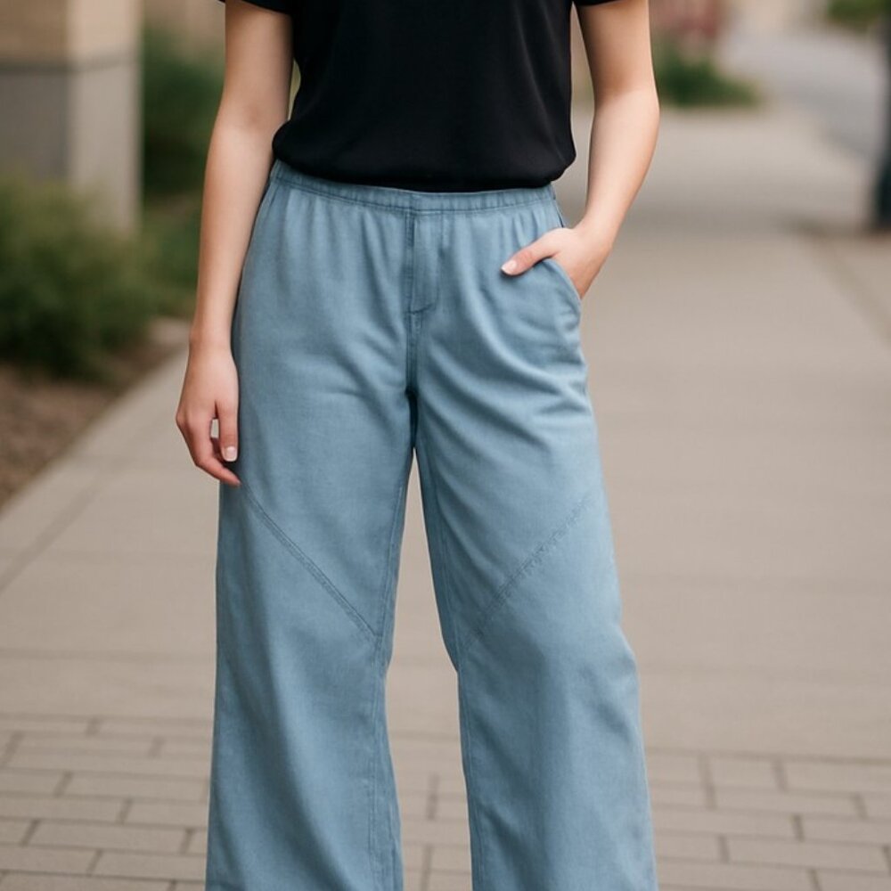 NWOT WE THE FREE X FREE PEOPLE WIDE LEG PULL ON FRAYED HEM PANT MEDIUM